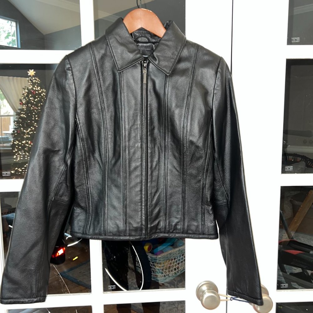 MODA International BlackLeather Jacket. Size S